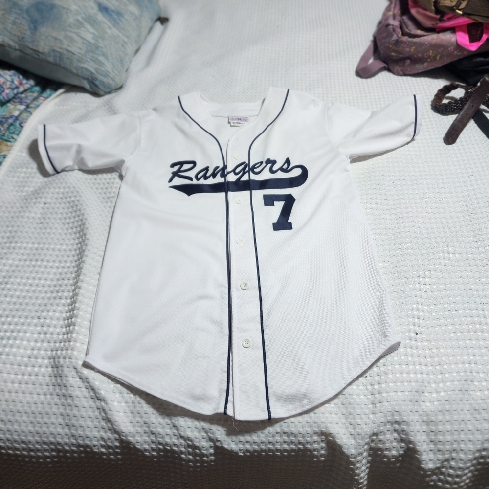 TEAMWORK TEXAS RANGERS EUC MENS SZ M (38-40) BUTTONED UP TEAM JERSEY SHIRT